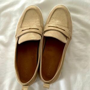 Worn once.  Size 10.5 Vionic gold loafers.  Such a comfortable versatile shoe.